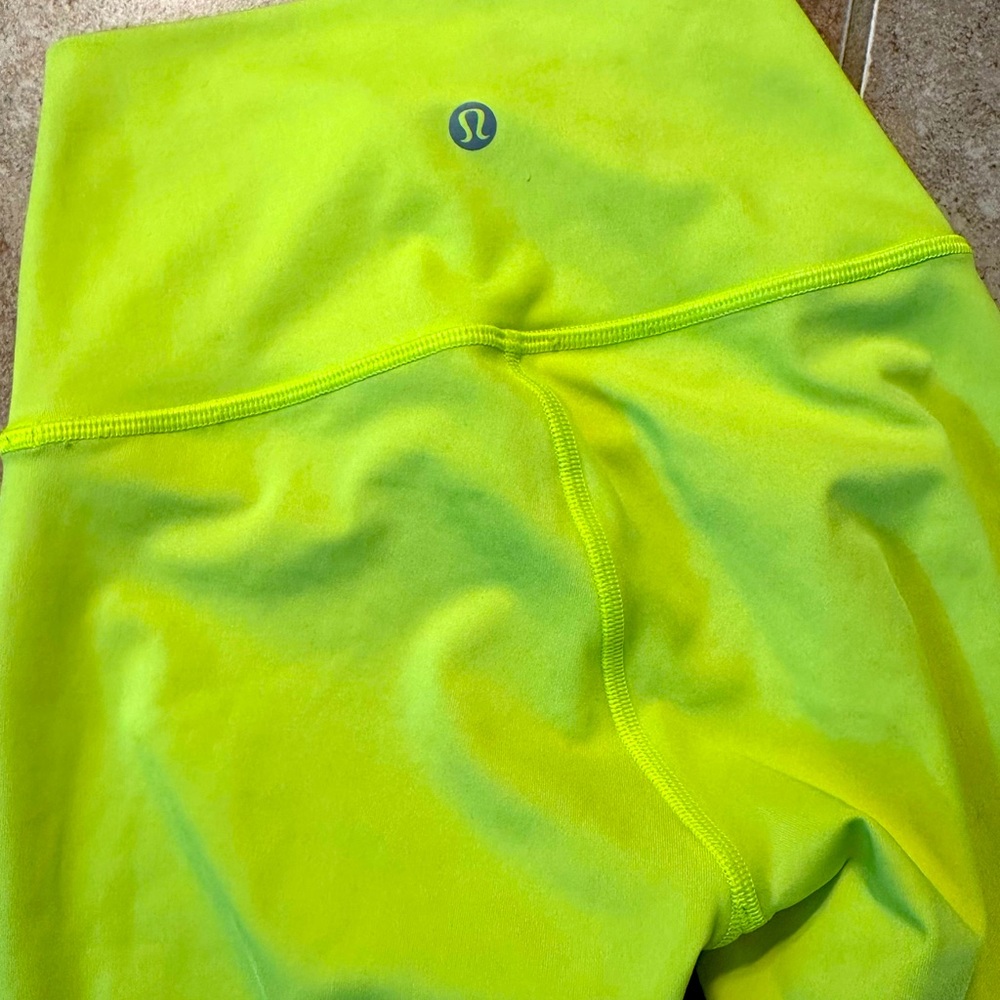 neon yellow lululemon leggings size 0